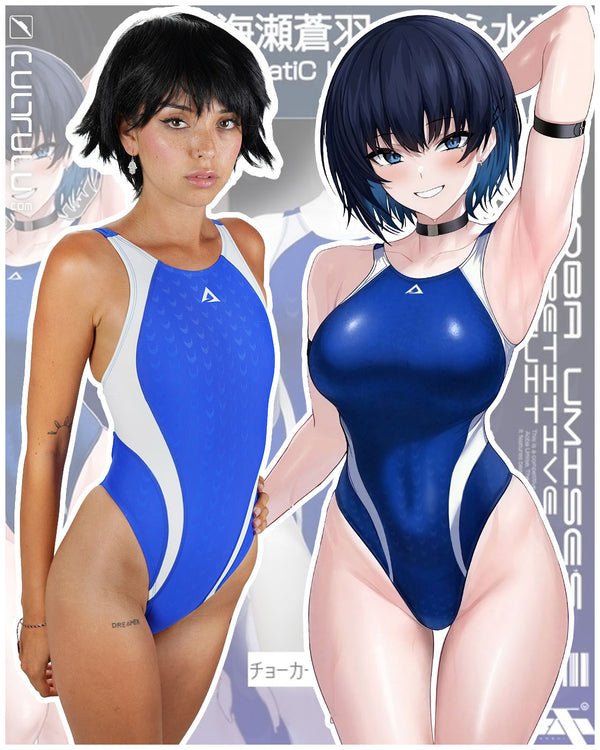 AquatiC BlueWing AC001 Japanese Competition Badeanzug in blau Comic feat Real
