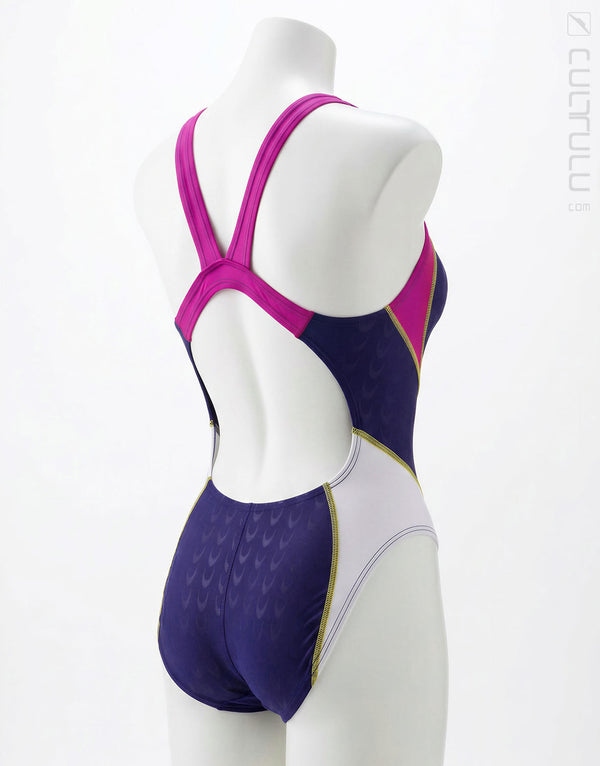 SPRIX racing swimsuit SPR001 in navy-pink-white torso back