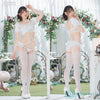 PHARFAITE Lace Limitation Eterna White Full Body Ansicht mit Puffärmeln und Strumpfhalter-Gürtel