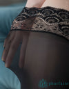 pharfaite PF214 garter stockings with lace black details