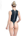 Realise T0303 thong back highneck swimsuit in obsidian mist