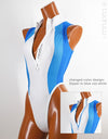 Realise SSW highneck frontzipper swimsuit N-036FZ in white-blue