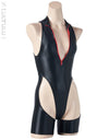 realise rsf-001 shiny easy stretch cut out jumpsuit swimsuit black-red