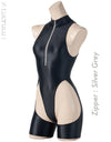 realise rsf-001 shiny easy stretch cut out jumpsuit swimsuit black-silver