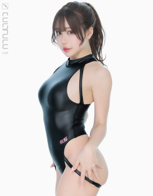 SCHE/MEE by Pharfaite wetgloss binder string swimsuit sm114 black