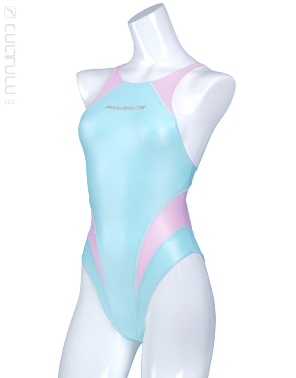Pharfaite PF652 racing wetlook swimsuit lightblue