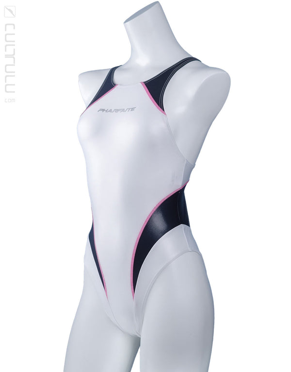 Pharfaite PF652 racing wetlook swimsuit white