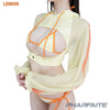 pharfaite PF543 wetlook sheer longsleeved hoodie lemon