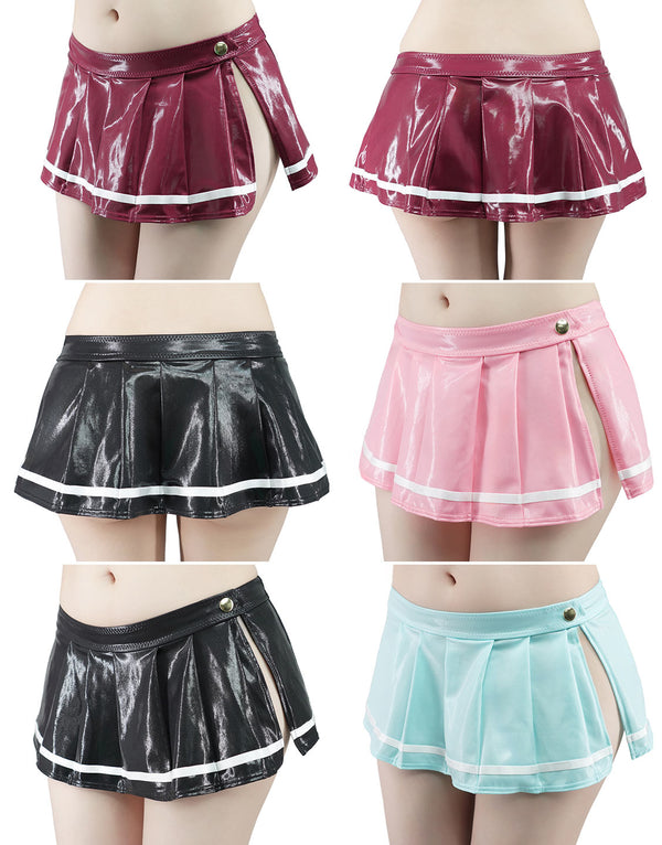 Pharfaite shiny SGS wetlook micro mini skirt PF575