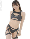 Pharfaite SGS wetlook skeleton bikini set PF658 gunmetal