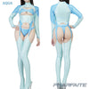 Pharfaite wetlook bondage bodysuit PF676 aqua