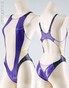 Pharfaite PF678 wetlook sheer x-back swimsuit purple