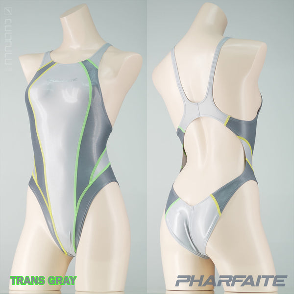 pharfaite PF684 wetlook neon swimsuit trans-grey