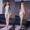 pharfaite PF684 wetlook neon swimsuit trans-white