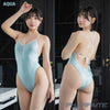 Pharfaite wetlook sukumizu swimsuit PF694 aqua lightblue sax
