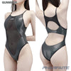 pharfaite pf709 diamond sheer wetlook mix swimsuit gunmetal