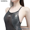 pharfaite pf709 diamond sheer wetlook mix swimsuit gunmetal