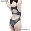 pharfaite pf709 diamond sheer shiny wetlook swimsuit gunmetal