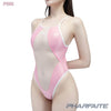 pharfaite pf709 diamond sheer shiny wetlook swimsuit pink