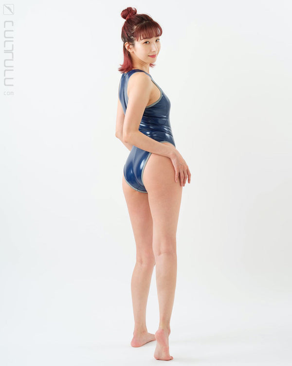 realise shiny rubberized reflector pipes swimsuit N999 navy