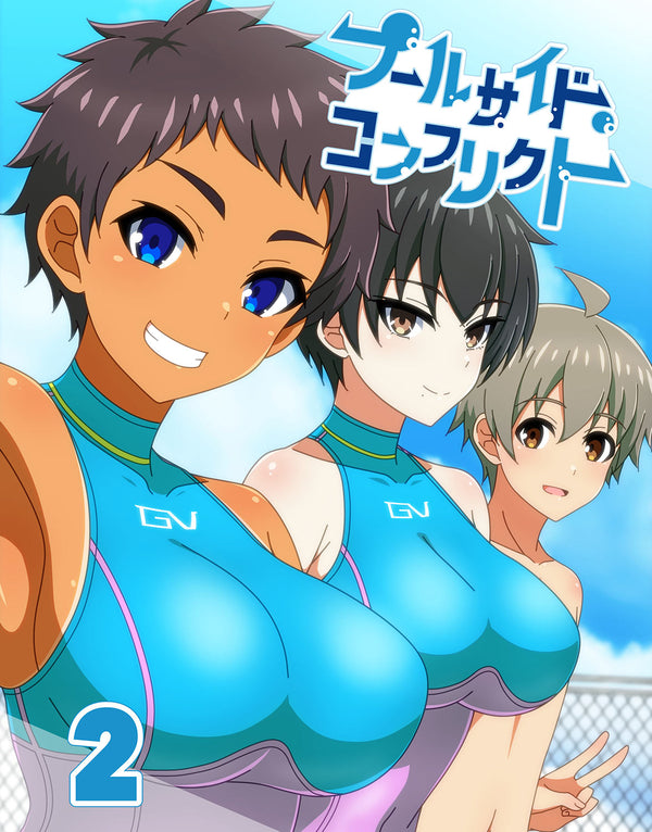 Grav Vogel GV-310-SN rubberized high neck swimsuit blue-pink manga