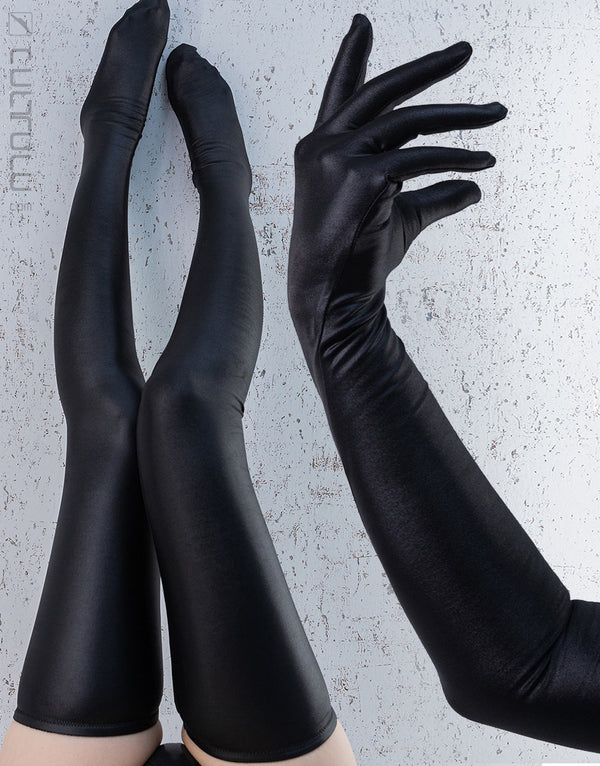 [Restposten] PHARFAITE [PF702] glänzender WET GLOSS lange Handschuhe & Knie-Strümpfe