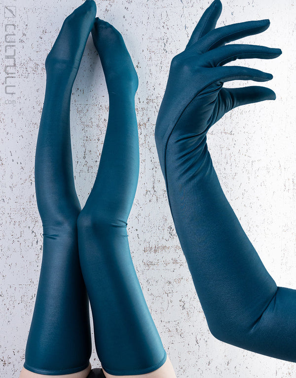 [Restposten] PHARFAITE [PF702] glänzender WET GLOSS lange Handschuhe & Knie-Strümpfe