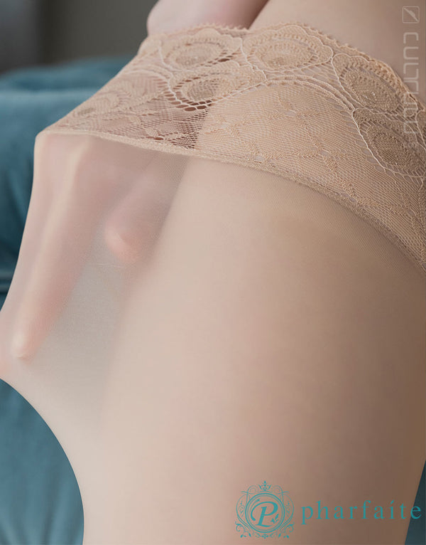 pharfaite PF214 garter stockings with lace beige details