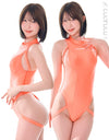 Pharfaite PF726 neo binder swimsuit with string in shiny orange wetlook