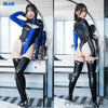 [PRE-ORDER] PHARFAITE [SM158] shiny RUBBERIZED "Split Bust" long-sleeved swimsuit set with over-the-knee stockings