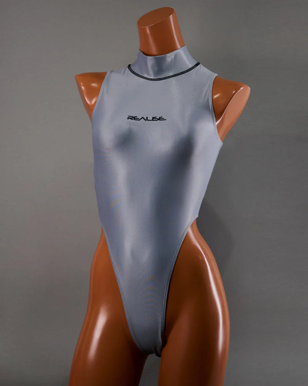 Realise T0303 SSW highneck swimsuit concrete haze front