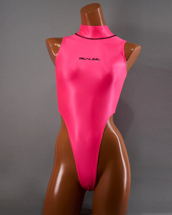 Realise T0303 SSW highneck swimsuit toxic rose front