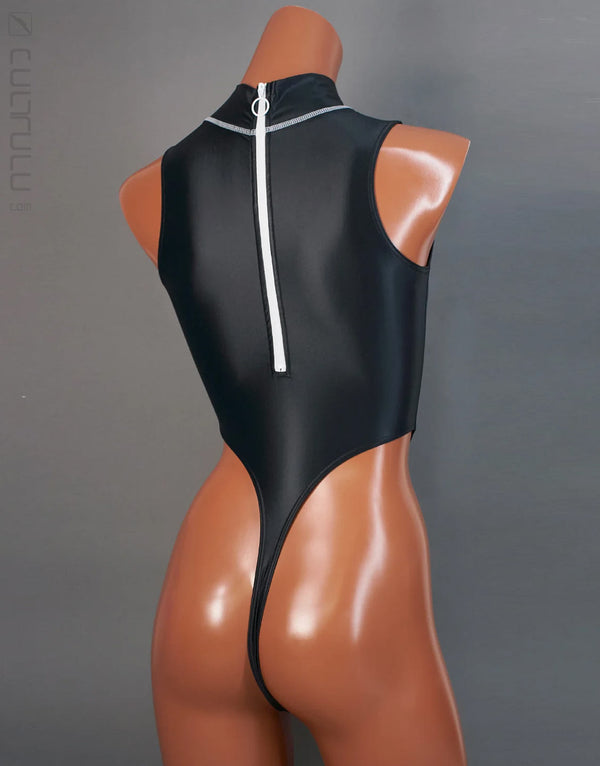 Realise T0303 thong back highneck swimsuit in obsidian mist