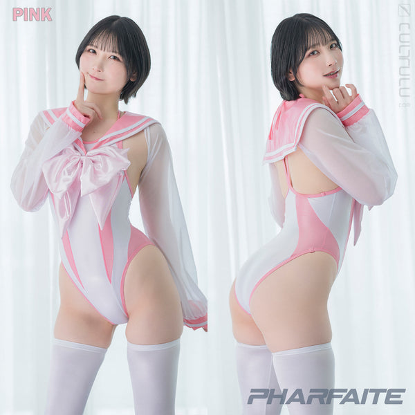[PREORDER] PHARFAITE [PF689] SGS Wetlook &amp; SHEER "SAILOR" Uniform Top