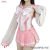 Pharfaite shiny SGS wetlook micro mini skirt PF575 pink