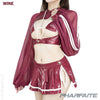 Pharfaite shiny SGS wetlook micro mini skirt PF575 wine red