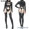 Pharfaite wetlook bondage bodysuit PF676 all black