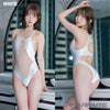 pharfaite pf709 diamond sheer wetlook mix swimsuit white