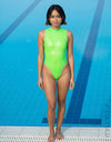DiTAH [DIT-0403SGL] transparent RUBBERIZED high neck swimsuit