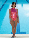 DiTAH [DIT-0403SGL] transparent RUBBERIZED high neck swimsuit