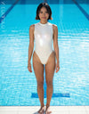 DiTAH [DIT-0403SGL] transparent RUBBERIZED high neck swimsuit