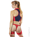 Realise Japan RSFT-060 athletic bandana swimwear top with front-zipper with cut-out shorts