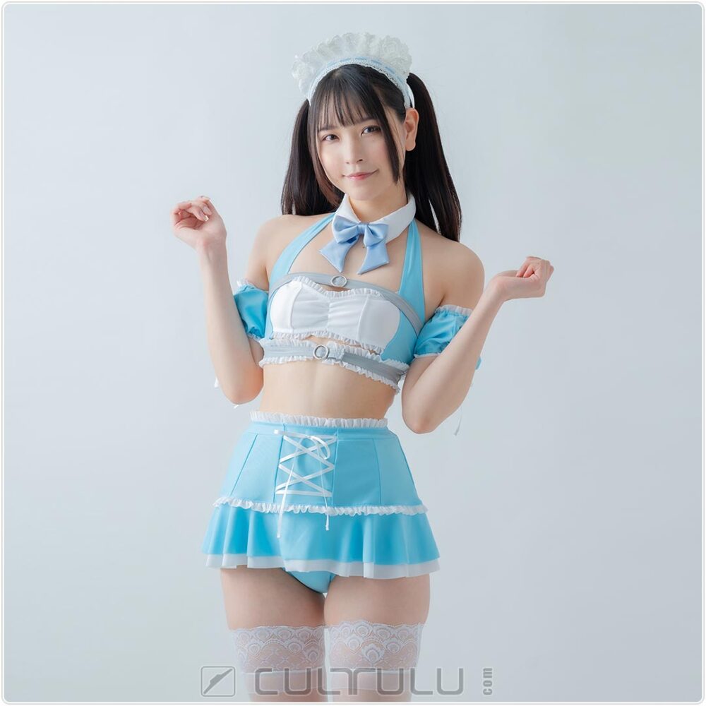 Pharfaite cafe maid swimsuit costume PF527 blue