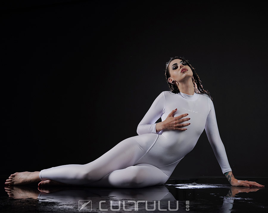 Patty wears Realise catsuit FB001 white