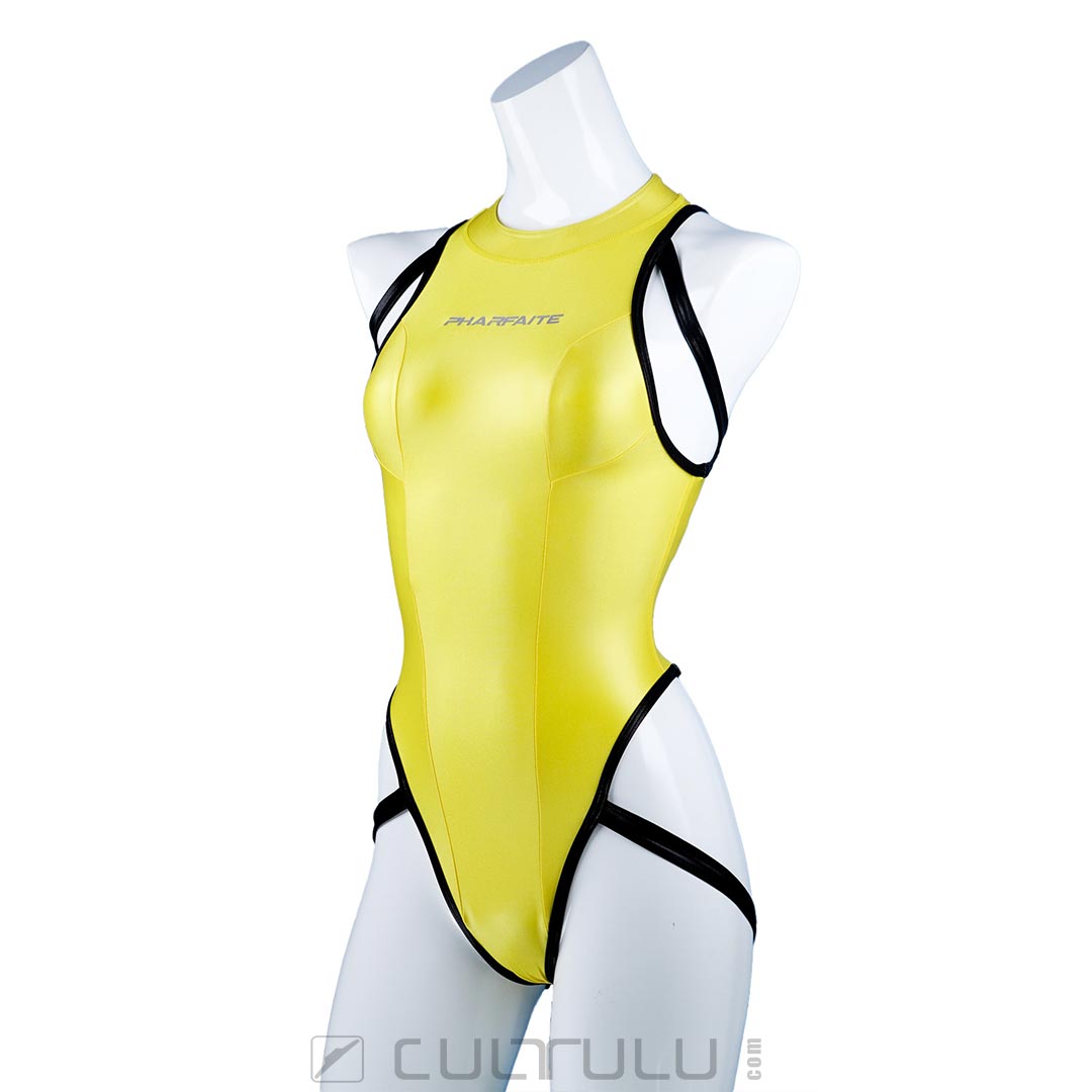 pharfaite pf648 thong back swimsuit yellow-black