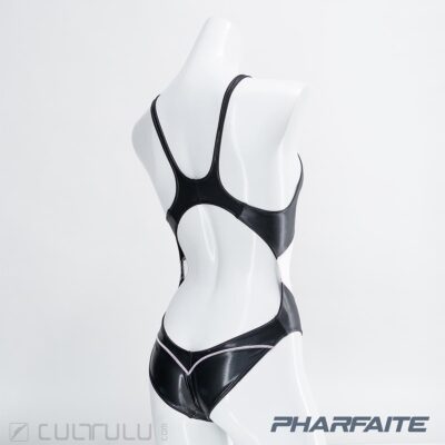 Pharfaite Cross Stitch wetlook swimsuit PF660 black-white