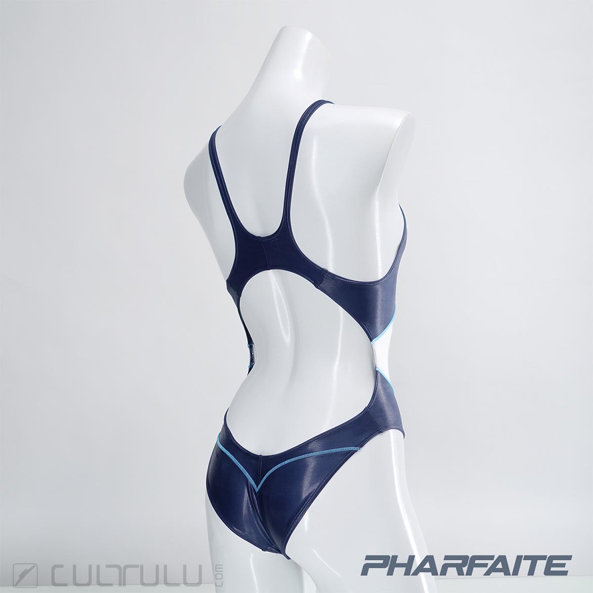 Pharfaite Cross Stitch wetlook swimsuit PF660 navy-white