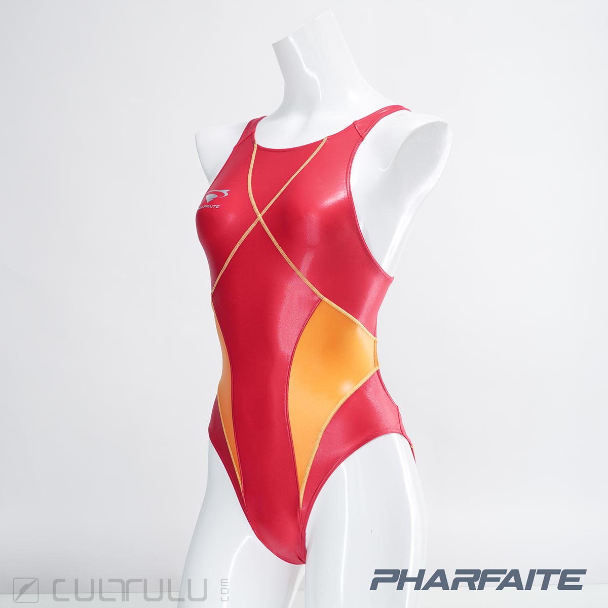 Pharfaite Cross Stitch wetlook swimsuit PF660 red-orange