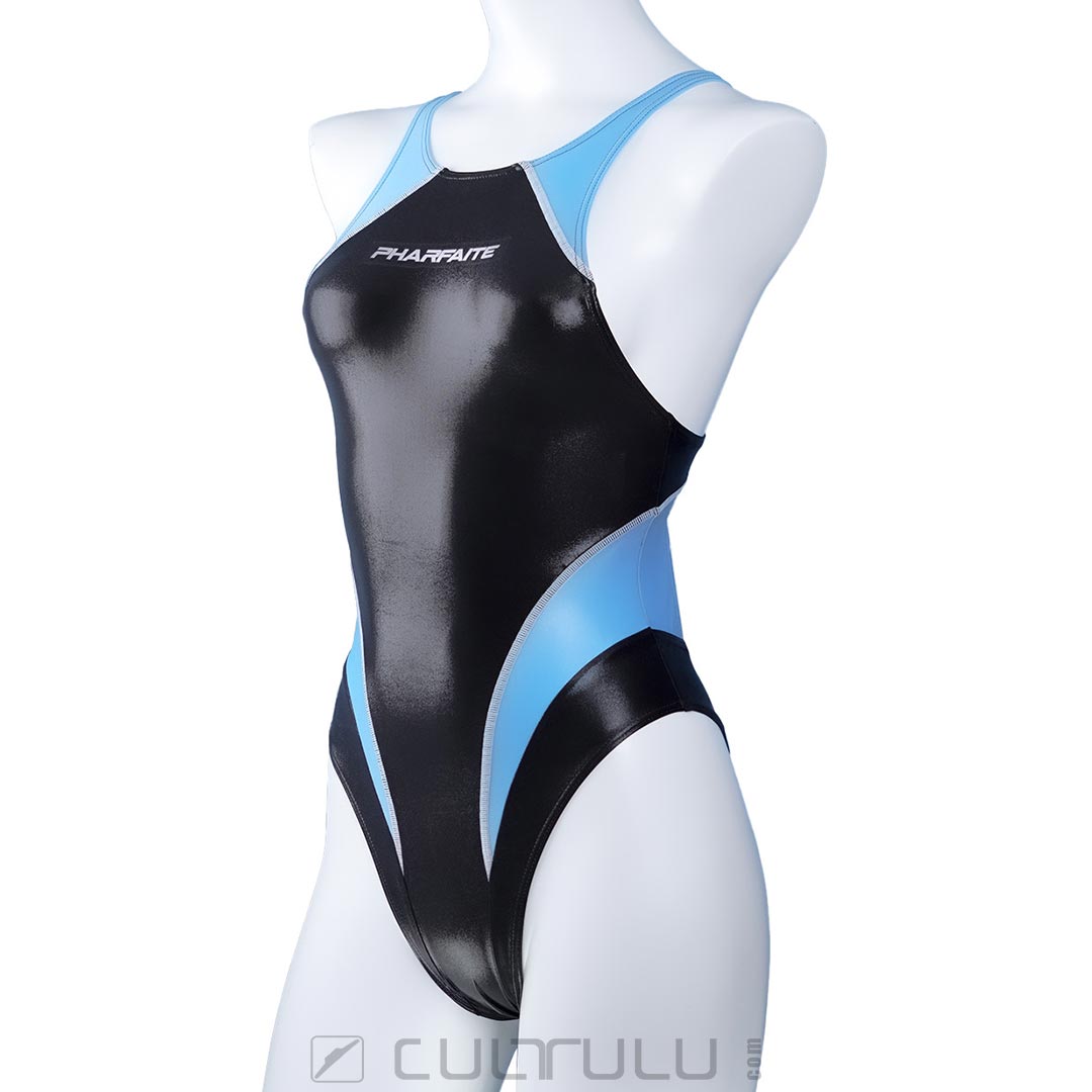 pharfaite PF652 sgs wetlook racing swimsuit black