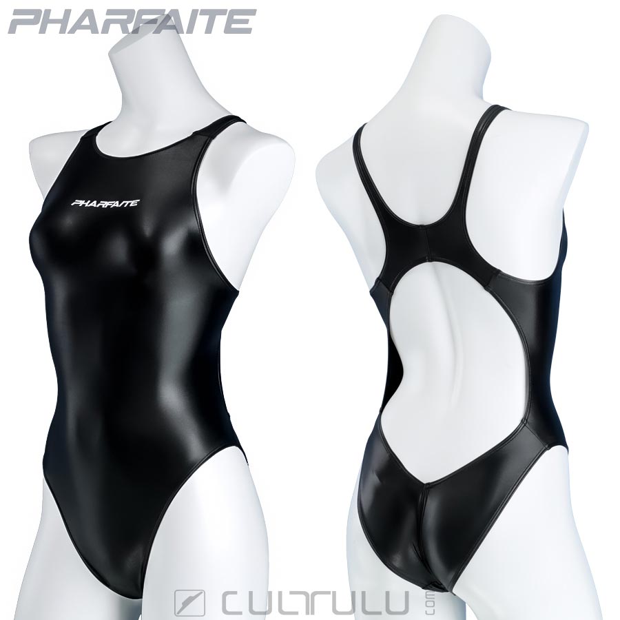 Pharfaite skinny satin x-back swimsuit PF634 black